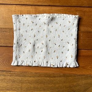 Cute white with blue flowers Tube top xs